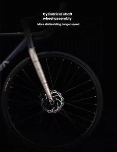 Vélo de route haute performance à 14 vitesses avec cadre en alliage d'aluminium, freins à disque hydrauliques, axe traversant, guidon, petit moteur - Product Image 4