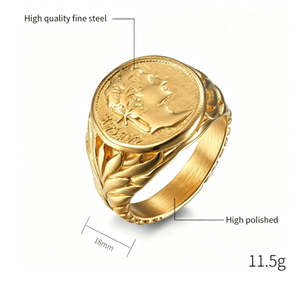 Bague de cocktail pour homme en argent plaqué antique avec motif visage de César, en acier inoxydable, bijou à porter au quotidien, cadeau - Product Image 6