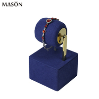 Présentoir de Bracelet de Base de forme carrée Bracelet en Microfibre Bleu Bracelet Montre Chaîne Présentoir Rack