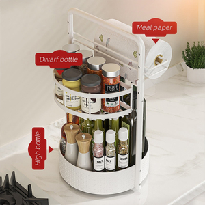 2 Tier Rotatable <span class=keywords><strong>Spice</strong></span> Rack Cozinha Bancada Organizador Rack De Armazenamento Multifuncional para Frascos De Condimento Garrafas - Product Image 3