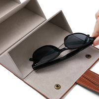 Portable PU cuir lunettes de soleil organisateur de voyage pliable lunettes boîte de rangement plusieurs cas affichage conteneurs