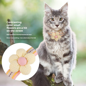 Classic Small Flower Embossed Reflective Adjustable <b>Dog</b> Cat Strong Traction Webbing Soft Unbreakable Lining Pet <b>Collar</b> - Product Image 5