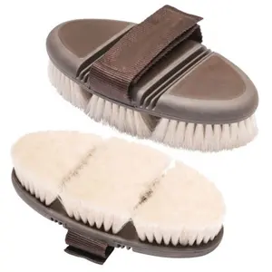Factory Wholesale Horse Grooming Kit Plastic Flexible Face Brush with Soft Goat Hair for Horse Care