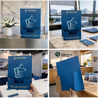 Présentoir de comptoir en carton imprimé sur mesure pour brochures, support de prospectus en papier pour salon professionnel, porte-flyers de bureau pour magasin de détail