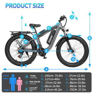 Vélo électrique Ridstar E26 26 pouces 15Ah 1000W 21 vitesses avec batterie au lithium rechargeable pour personnes âgées, batterie Ni-MH E26, vélo électrique E2 - Product Image 3