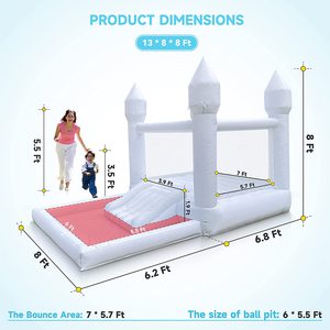 บ้านเด้งเป่าลมสำหรับเด็กบ้านเด้งสีขาวเชิงพาณิชย์พร้อมแผ่นสไลด์และลูกบอลกระโดดสำหรับงานแต่งงานงานเลี้ยง - Product Image 4