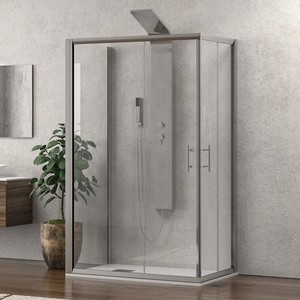 Kamalu KF1000 cabina doccia moderna a 3 lati 80x150x80 doppio scorrevole Anti-calcare vetro temperato 8mm alluminio per la casa - Product Image 1