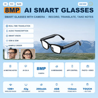Lunettes Intelligentes HY19 avec Caméra 8MP, Assistant Vocal IA, Traduction en 165 Langues, Mise à Jour OTA pour Voyages d'Affaires