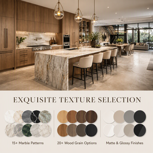 Ensemble d'armoires de <span class=keywords><strong>cuisine</strong></span> modulaires personnalisées KEJIA, finition bois, style minimaliste, avec îlot en marbre cascade - Product Image 4