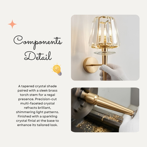 Lámpara de Pared de Cristal Delphine de Lujo Europeo Vintage con Forma de Antorcha, Material Superior, Cableado Directo, Garantía de 3 Años - Product Image 5