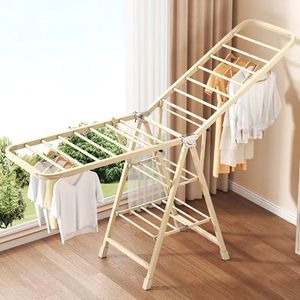 Séchoir à linge pliable multifonctionnel en acier inoxydable, écologique, avec roulettes, portable pour salle de bain, balcon et rangement de sacs - Product Image 1