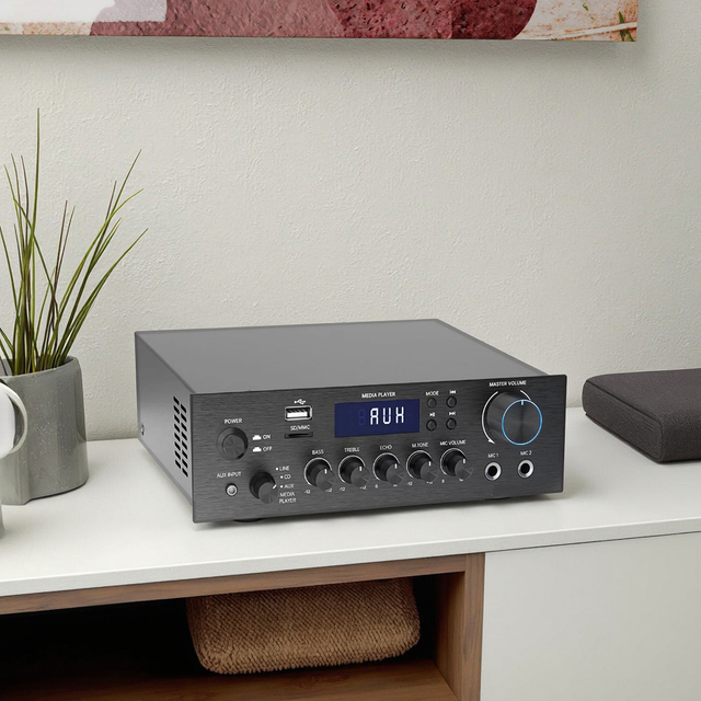 Home Stereo Amplifier Equipment S60 2-channel 2x100W 110V/240V MP3 Receiver Karaoke Music Player MIC Aluminium FM Radio