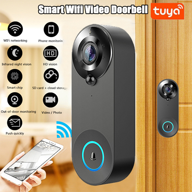 1080P Smart WiFi Video Doorbell with Camera 2MP HD Two-Way Audio Tuya App Control Waterproof Home Security Intercom System