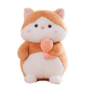 Nuovo Peluche Gatto Cartone Animato con Imbottitura in Cotone PP, Gattino Amante del Pesce, Regalo di Compleanno per Bambini - Product Image 1