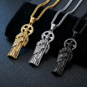 Saint Jude Natural Diamond Pendant 18K Gold Ring Men's Religious Jewelry for Religious Ceremony - Product Image 1