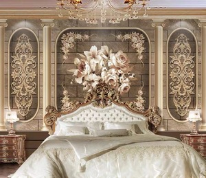 Papier peint mural de luxe pour salon, canapé, télévision, chambre à coucher, chevet, télévision, motif classique européen - Product Image 3