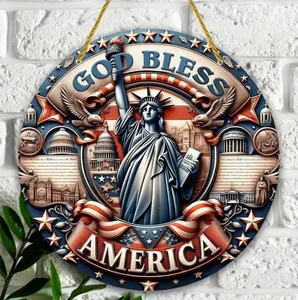 Patriotic Statue of Liberty "God Bless America" wall decoration, 4th of July Independence Day Hanging Ornaments