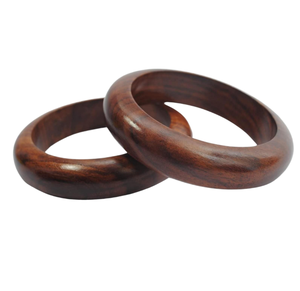 Brazalete de Madera Redondo Geométrico Clásico para Mujer, Acabado Liso y Pulido, Color Marrón Natural, Joyería de Moda para Regalo - Product Image 1