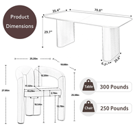 Ensemble de table à manger rectangulaire nordique de luxe en MDF avec chaise de salle à manger rembourrée en velours pour salle à manger cuisine dîner