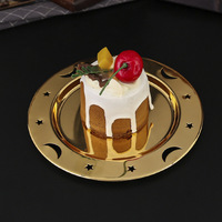 Plateau en métal doré de style européen vintage, 15 cm, motif lune et étoile ajouré, petit plateau de service pour desserts et bijoux