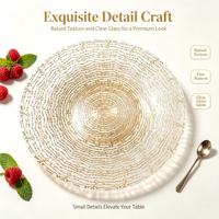 Assiettes de présentation en verre peintes à la main, modernes et luxueuses, personnalisées en gros pour la décoration de mariage, ensembles de vaisselle écologiques