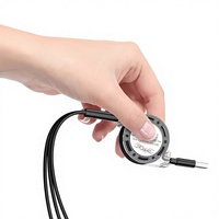 Kabel Data Ramah Lingkungan 1.2M Merah Tiga-dalam-Satu 1M 3A Pengisian Cepat Tipe-C yang Dapat Ditarik Ulang untuk Kamera IOS, Komputer, Perangkat Seluler