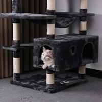 Arbre à chat en sisal écologique haut de gamme avec poteaux à gratter, plateformes d'escalade et maisonnette confortable pour grands chats - Utilisation intérieure Halloween