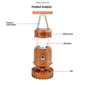 Bán buôn sạc năng lượng mặt trời <span class=keywords><strong>LED</strong></span> vườn đèn lồng với mở rộng Fan khẩn cấp cắm trại đèn lồng cho mùa hè - Product Image 4