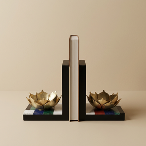 Resin Inlay Movable 2-Piece <b>Book</b> Holder Contemporary Design Vertical Pattern Decorative Bookends Home Decor for <b>book</b> Shelf - Product Image 4