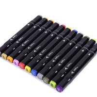 Prêt à expédier stylo pinceau permanent à pointe fine Non toxique Double pointe peinture à l'alcool stylo marqueur d'art avec sac de ceinture en tissu et base