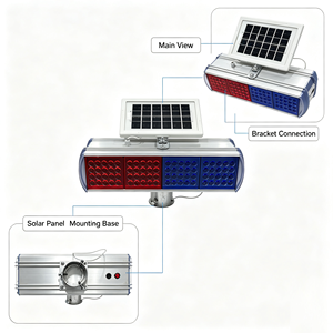 Luces <span class=keywords><strong>de</strong></span> Señalización <span class=keywords><strong>de</strong></span> Tráfico Solares <span class=keywords><strong>de</strong></span> Cuatro Lados Rojas y Azules, Luces Estroboscópicas <span class=keywords><strong>de</strong></span> Advertencia, LED con Carcasa <span class=keywords><strong>de</strong></span> Aluminio, Luces Intermitentes <span class=keywords><strong>de</strong></span> Mantenimiento - Product Image 6