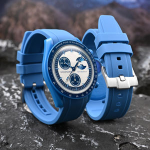 Bracelet de montre en Silicone souple et étanche de qualité supérieure 20mm Bracelet en caoutchouc de sport pour bracelets de montre <span class=keywords><strong>OmegaSwatch</strong></span> personnaliser - Product Image 4