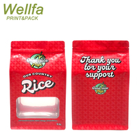 Sacs d'emballage alimentaire en plastique personnalisés imprimés, scellables, 1 kg, 2 kg, 5 kg, 1 kilo, avec fenêtre transparente, fond plat, pour riz