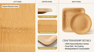 Assiettes jetables personnalisées en bambou biodégradable et écologique à faible MOQ pour mariages et traiteurs aériens - Product Image 3