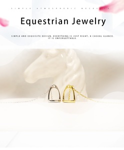 Collana con Ciondolo a Staffa Equestre Personalizzata in Argento Sterling 925 Placcato Oro 18K e Rodio, Regalo per Donne e Uomini - Product Image 6