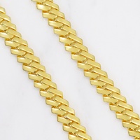Cadena Cubana de Plata de Ley 925 de 15 mm de Ancho, Chapada en Oro Amarillo Real de 14K y 18K, con Grabado Gratuito