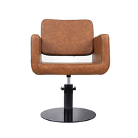 Fauteuil de Salon Hydraulique Marron Moderne avec Base Noire et Repose-Pieds pour Barbier et Coiffeur, Chaise de Barbier, Coiffeuse, Beauté