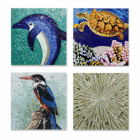 Mosaïque décorative artisanale 3D, motif floral, tortue, paon, mosaïque murale en verre, dauphin, mosaïque murale pour piscine, art mosaïque