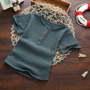 Vêtements pour enfants 2022, t-shirt en lin à manches courtes pour bébé garçon, été - Product Image 2