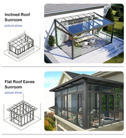 Pergola inclinée multifonctionnelle moderne en alliage d'aluminium avec verre trempé isolant, véranda en verre pour villa, utilisation extérieure toute saison