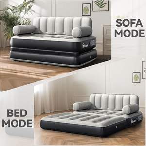 Divano Letto Gonfiabile Queen Size con Testiera e Pompa, Convertibile 2-in-1, Regolabile, Portatile, Nero, per <span class=keywords><strong>Casa</strong></span>, Campeggio, Ospiti - Product Image 4
