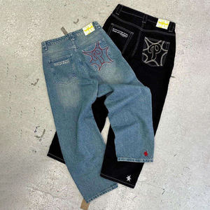Jeans Personalizados con Logotipo Bordado Estilo Retro Americano, Jeans Anchos con Lavado Ácido, Pantalones Holgados, Ropa Urbana Hip Hop, Jeans para Hombre Tallas Grandes - Product Image 2