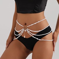 Chaîne de taille multi-couches tendance et sexy pour mariage et fiançailles, avec perles d'imitation et pampilles en perles blanches en forme de goutte d'eau