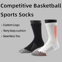 Chaussettes de basket-ball professionnelles de qualité supérieure, personnalisées, en tissu éponge respirant, avec logo brodé en jacquard