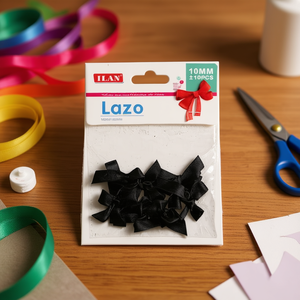 Fiocchi in nastro nero Ilan Lazo da 10 mm per artigianato e decorazioni - Product Image 3