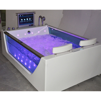 Baignoire rectangulaire transparente blanche moderne pour deux personnes, en acrylique sur mesure, 1200 mm, avec massage et commande par ordinateur