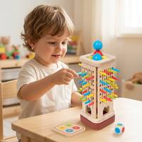 Juego de equilibrio de madera con palitos, torre de bolas que caen, desafío de dados, juego de mesa educativo para niños y familia