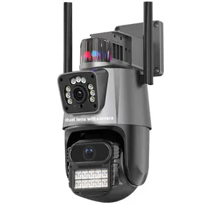 新しいワイヤレスIPカメラ8Xズーム屋外双方向オーディオ6MP自動追跡WIFI PTZCCTVビデオデュアルレンズIcsee監視カメラ