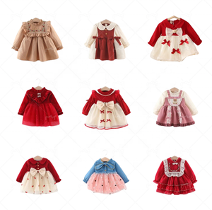 Vestito da bambino moda puro cotone a trapezio abiti da bambina a manica lunga - Product Image 1