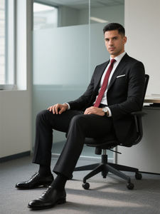 Completo da <span class=keywords><strong>Uomo</strong></span> per Ufficio in Viscosa e Poliestere con Spandex, Traspirante e Antirughe, Prezzo all'Ingrosso di Fabbrica - Product Image 2